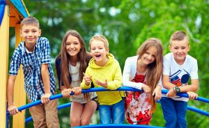 Children on playground equipment