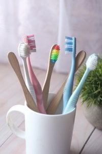 Tooth brushes in a mug
